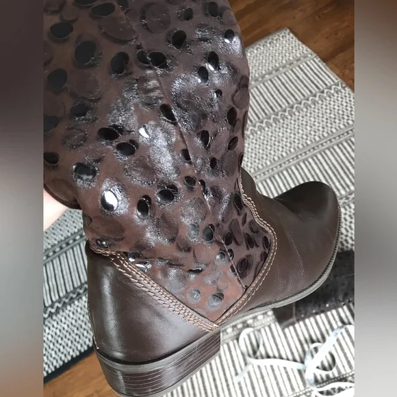 Sz 7🌹Leather Shearling Tall Boots Marelbo - Picture 3 of 16